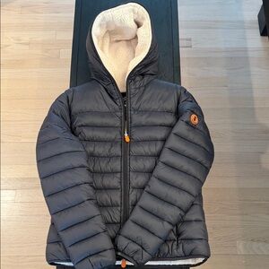 Save The Duck Black Puffer Jacket with Hood